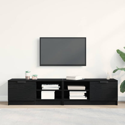 vidaXL TV Cabinet 2 pcs Black Oak Engineered Wood 4