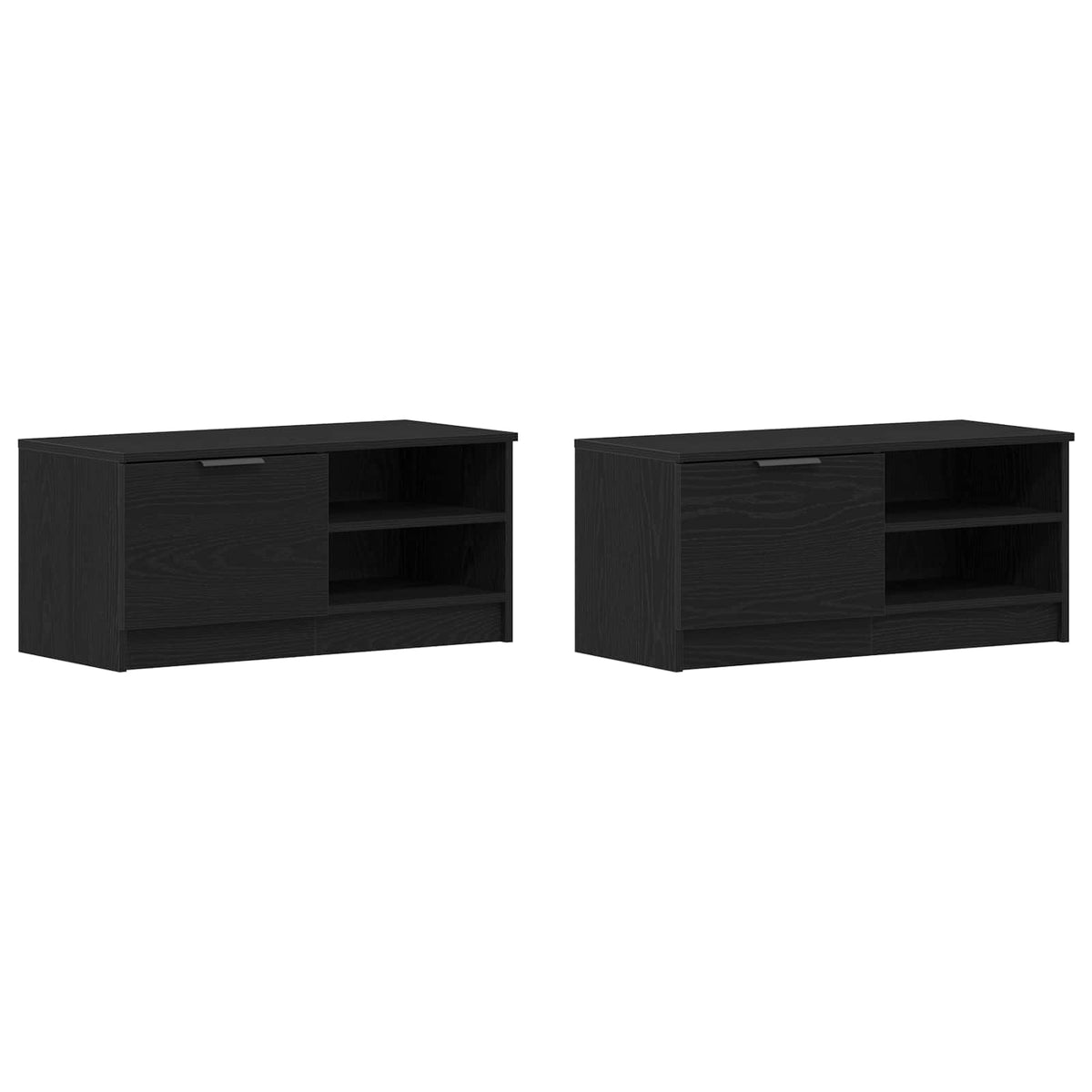 vidaXL TV Cabinet 2 pcs Black Oak Engineered Wood 2