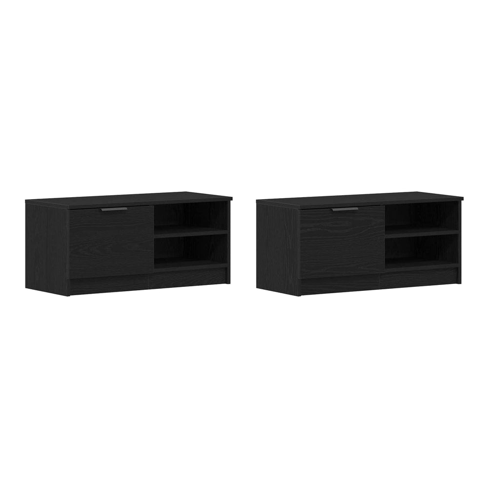 TV Cabinet Set 80x35x36.5 cm Engineered Wood 2 pcs Black oak