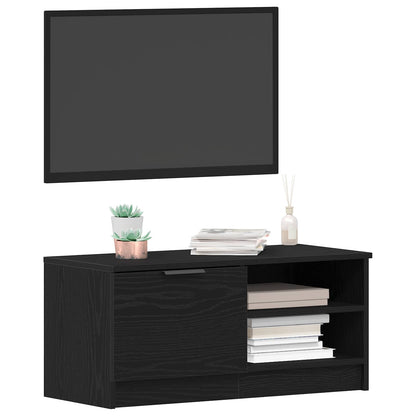 vidaXL TV Cabinet 2 pcs Black Oak Engineered Wood 3