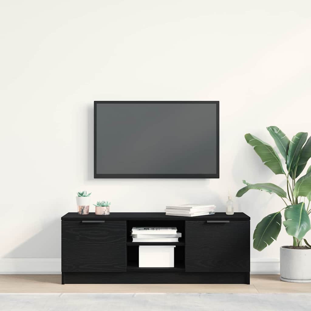 vidaXL TV Cabinet 102 x 32 x35.5 cm Black Oak Engineered Wood 4