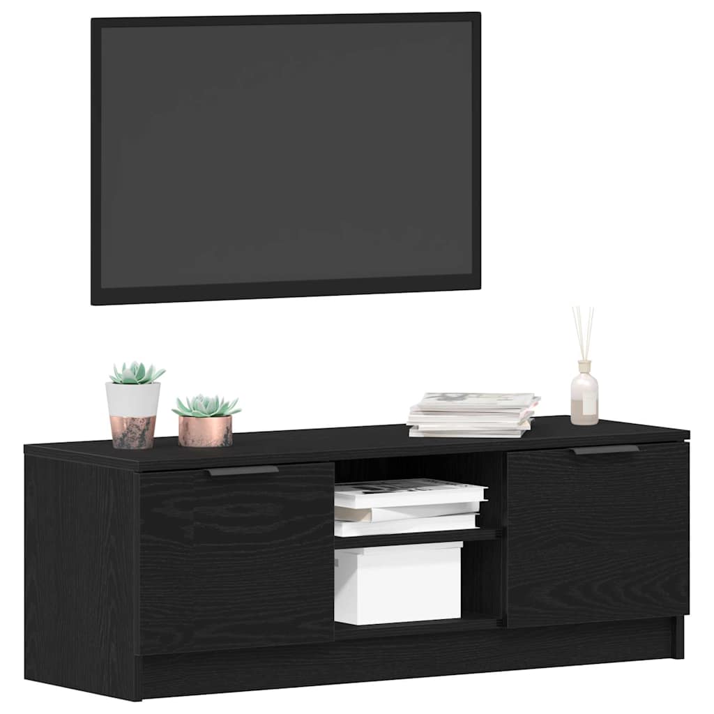 vidaXL TV Cabinet 102 x 32 x35.5 cm Black Oak Engineered Wood 3
