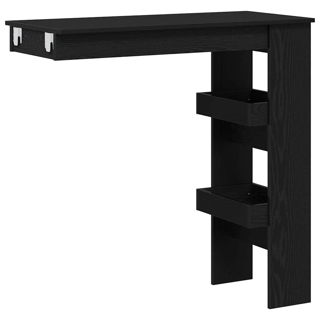 vidaXL Wall Bar Table 102 x 45 x 103.5 cm Engineered Wood Black Oak 2