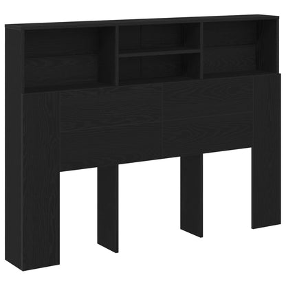 vidaXL Headboard Cabinet Black Oak Engineered Wood 2