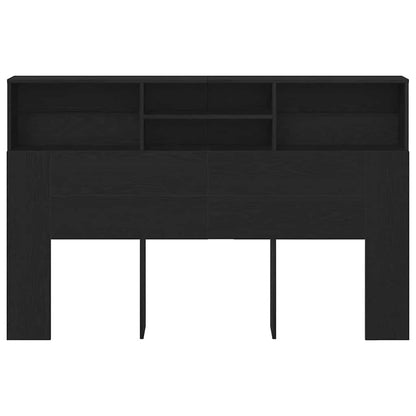 vidaXL Headboard Cabinet Black Oak Engineered Wood 6