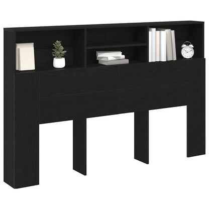 vidaXL Headboard Cabinet Black Oak Engineered Wood 3