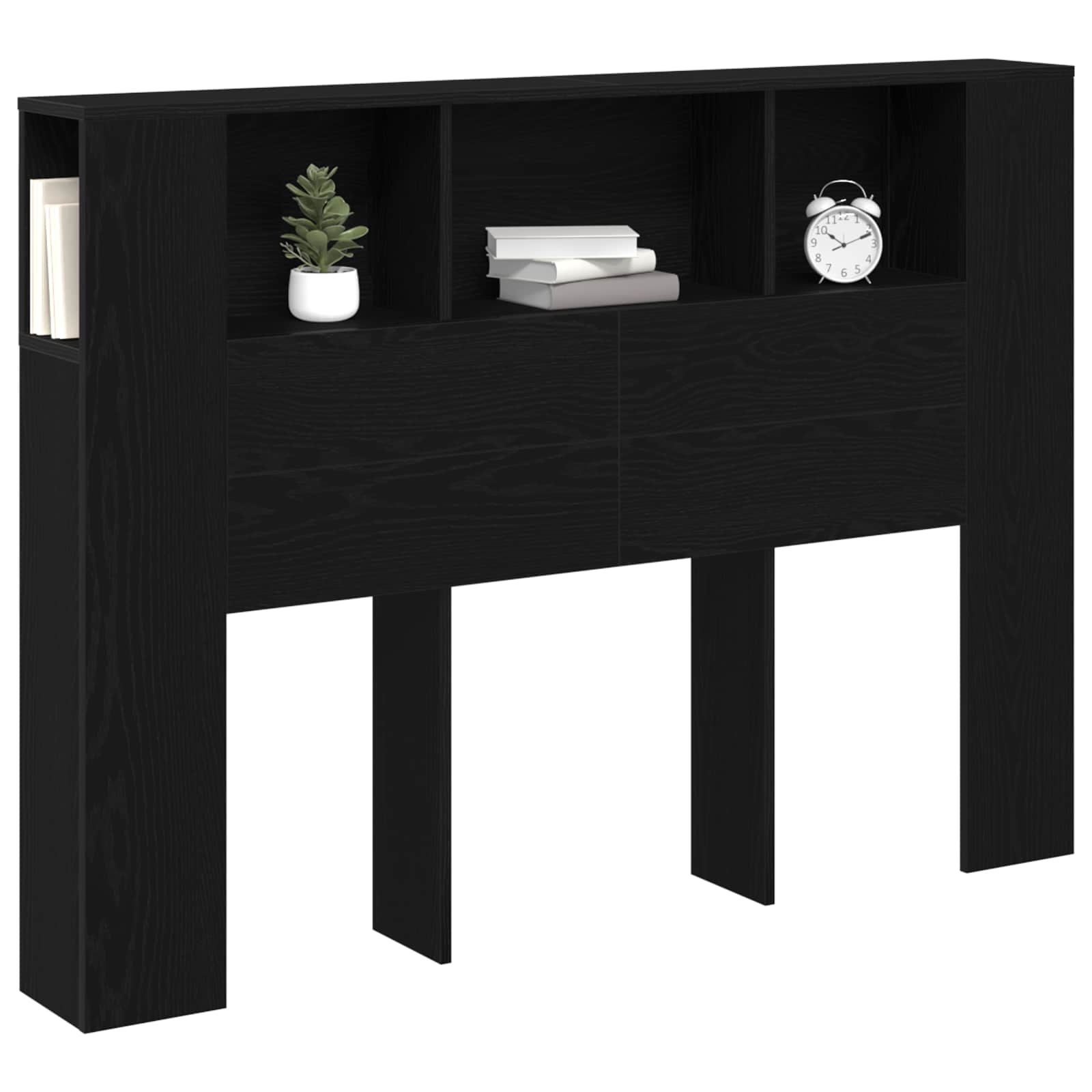 vidaXL Headboard Cabinet Black Oak Engineered Wood 3