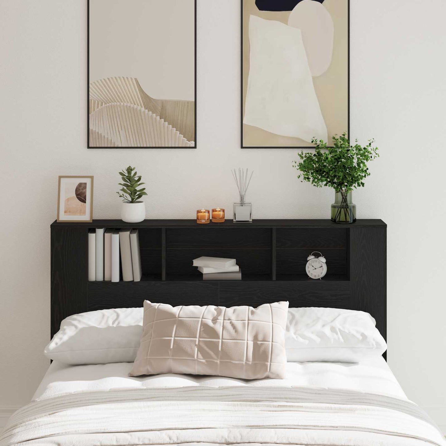 vidaXL Headboard Cabinet Black Oak Engineered Wood 1