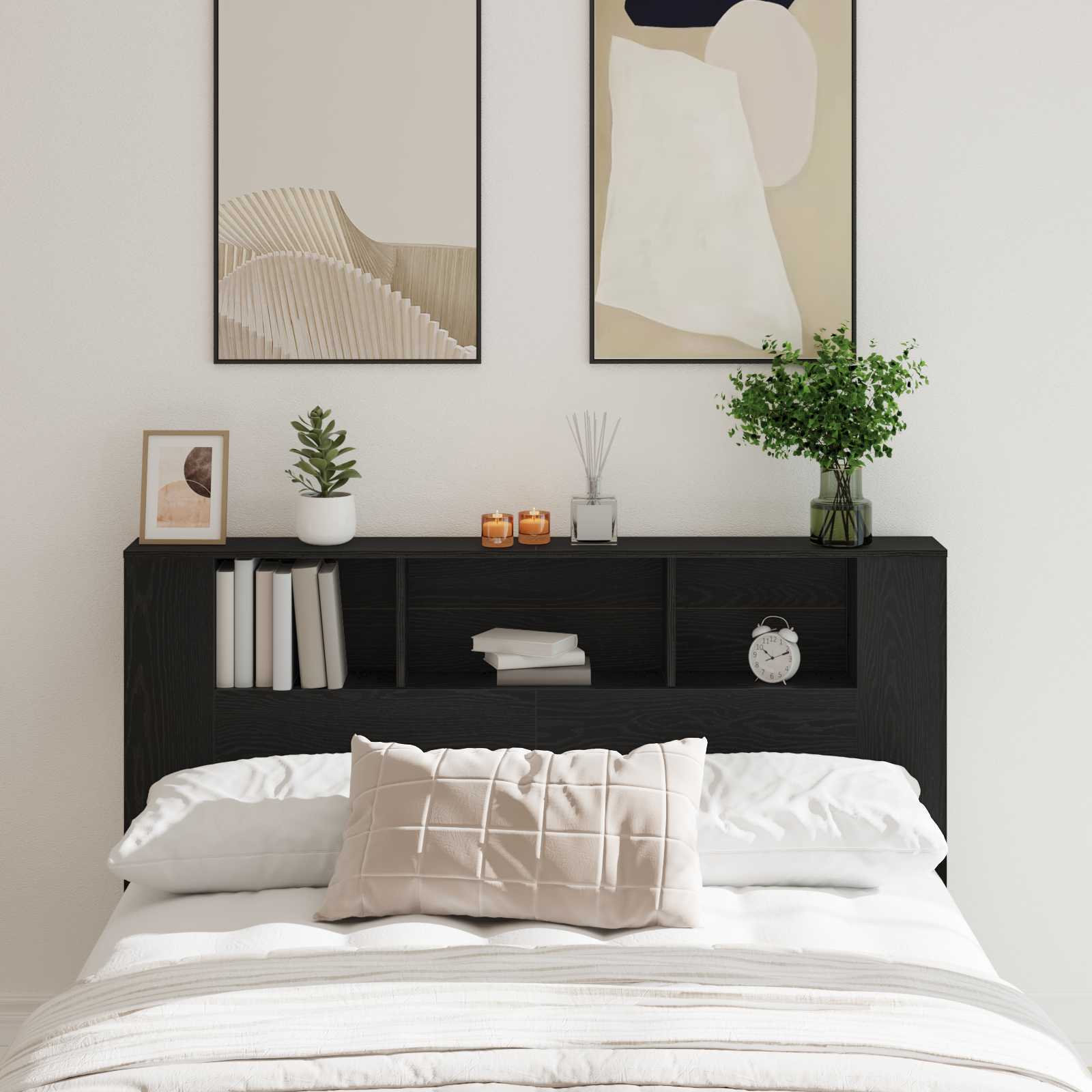 vidaXL Headboard Cabinet Black Oak Engineered Wood 1