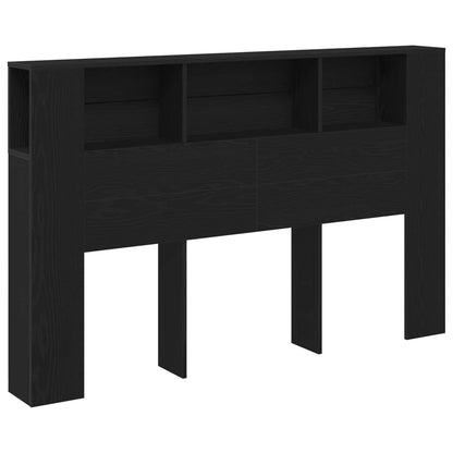 vidaXL Headboard Cabinet Black Oak Engineered Wood 2