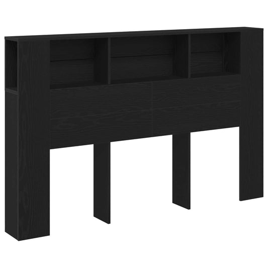 vidaXL Headboard Cabinet Black Oak Engineered Wood 2