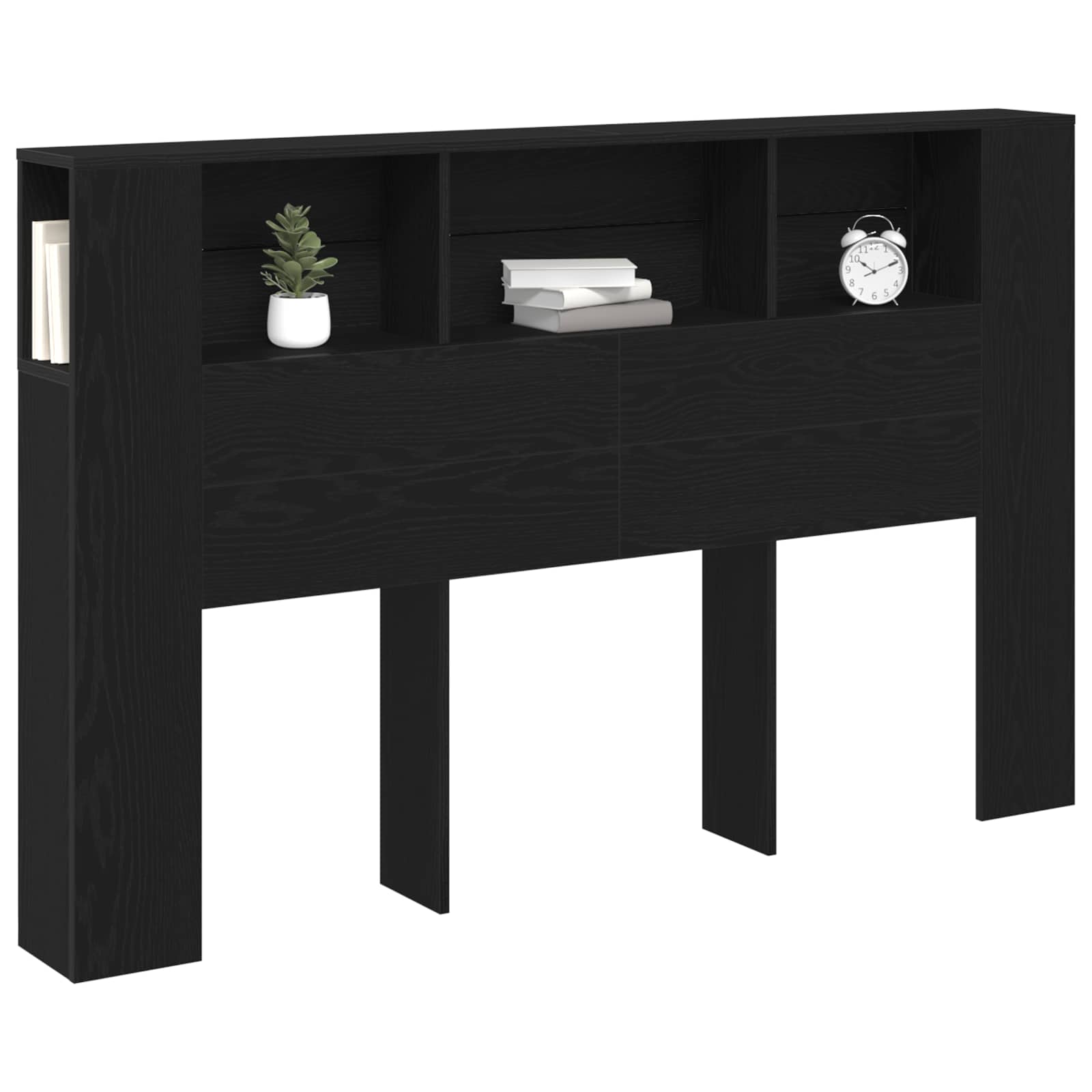 vidaXL Headboard Cabinet Black Oak Engineered Wood 3