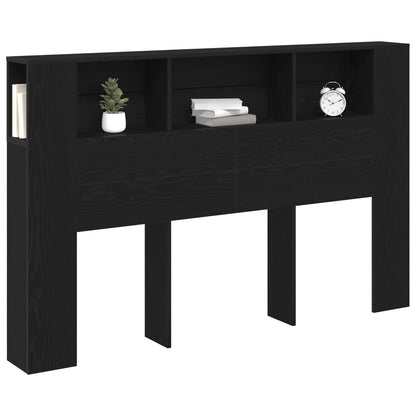vidaXL Headboard Cabinet Black Oak Engineered Wood 3