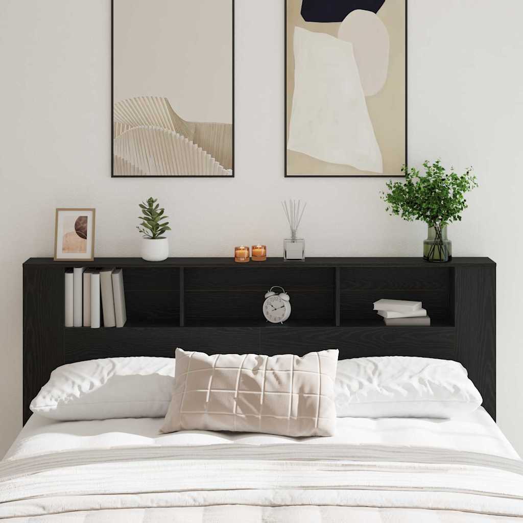 vidaXL Headboard Cabinet Black Oak Engineered Wood 1