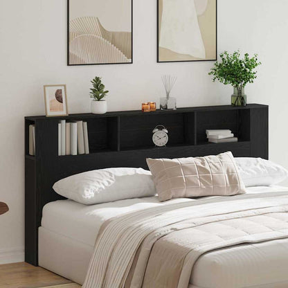 vidaXL Headboard Cabinet Black Oak Engineered Wood 4