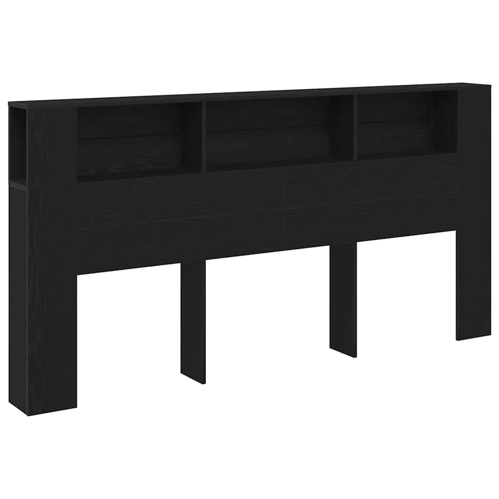 vidaXL Headboard Cabinet Black Oak Engineered Wood 2