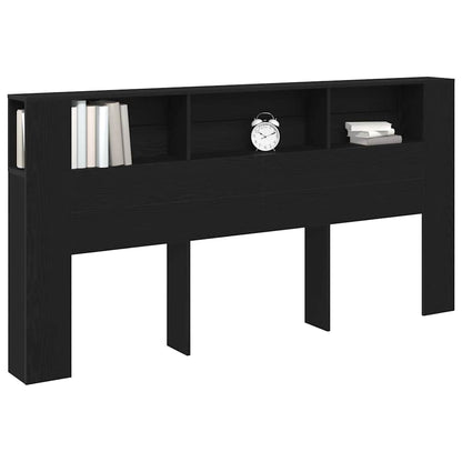vidaXL Headboard Cabinet Black Oak Engineered Wood 3