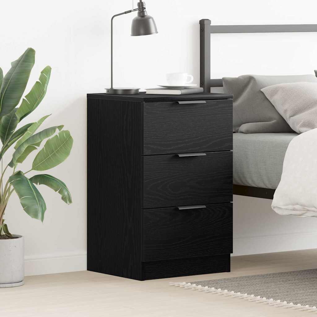 vidaXL Bedside Cabinet Black Oak 40 x 65 x 65 cm Engineered Wood 1