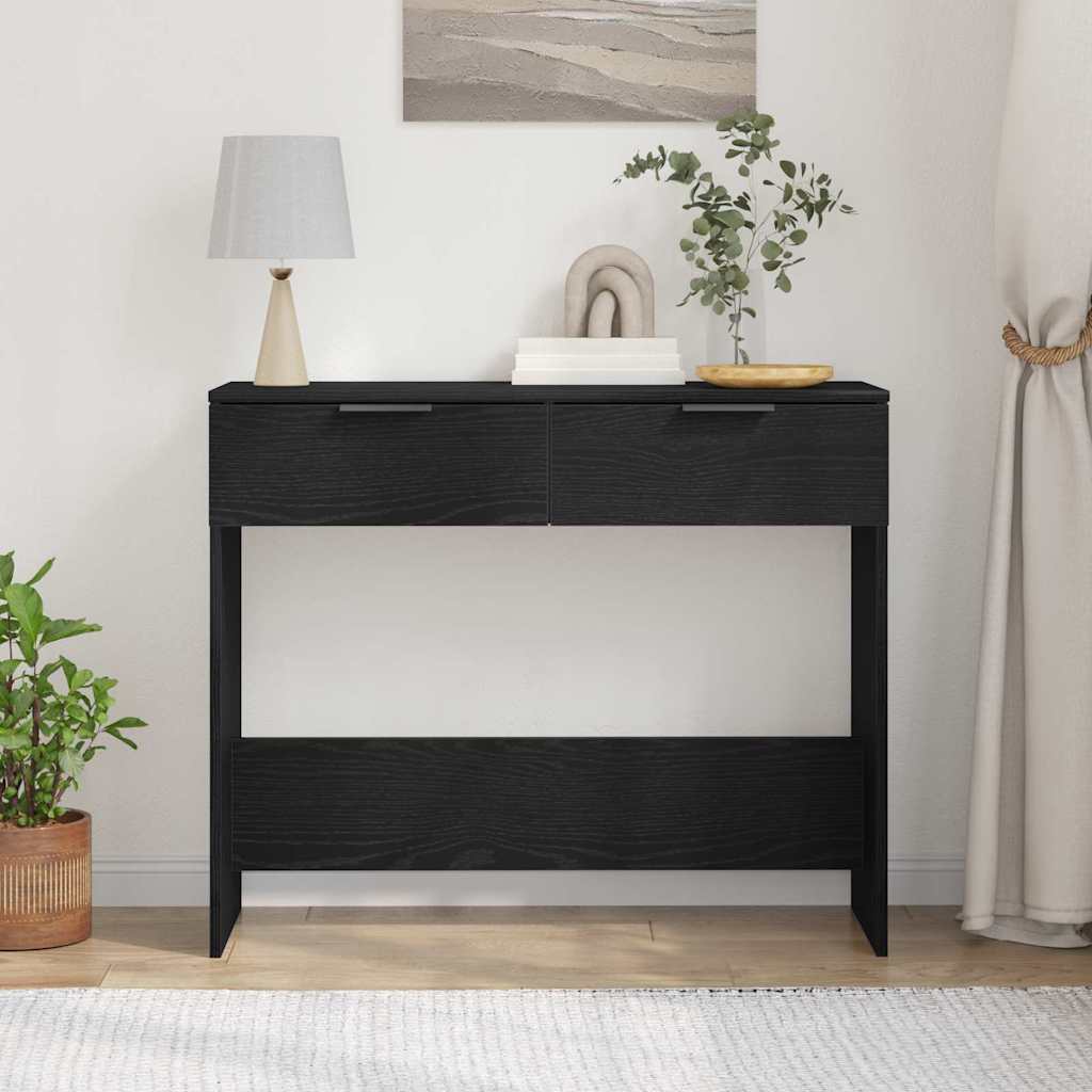 vidaXL Console Table Black Oak 30 x 36 x 75 cm Engineered Wood 4