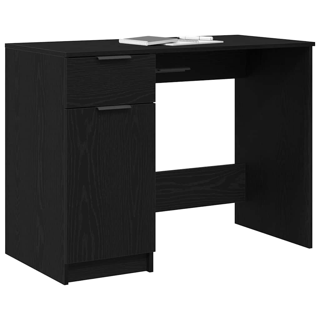 vidaXL Desk Black Oak Engineered Wood 100 x 50 x 75 cm 3