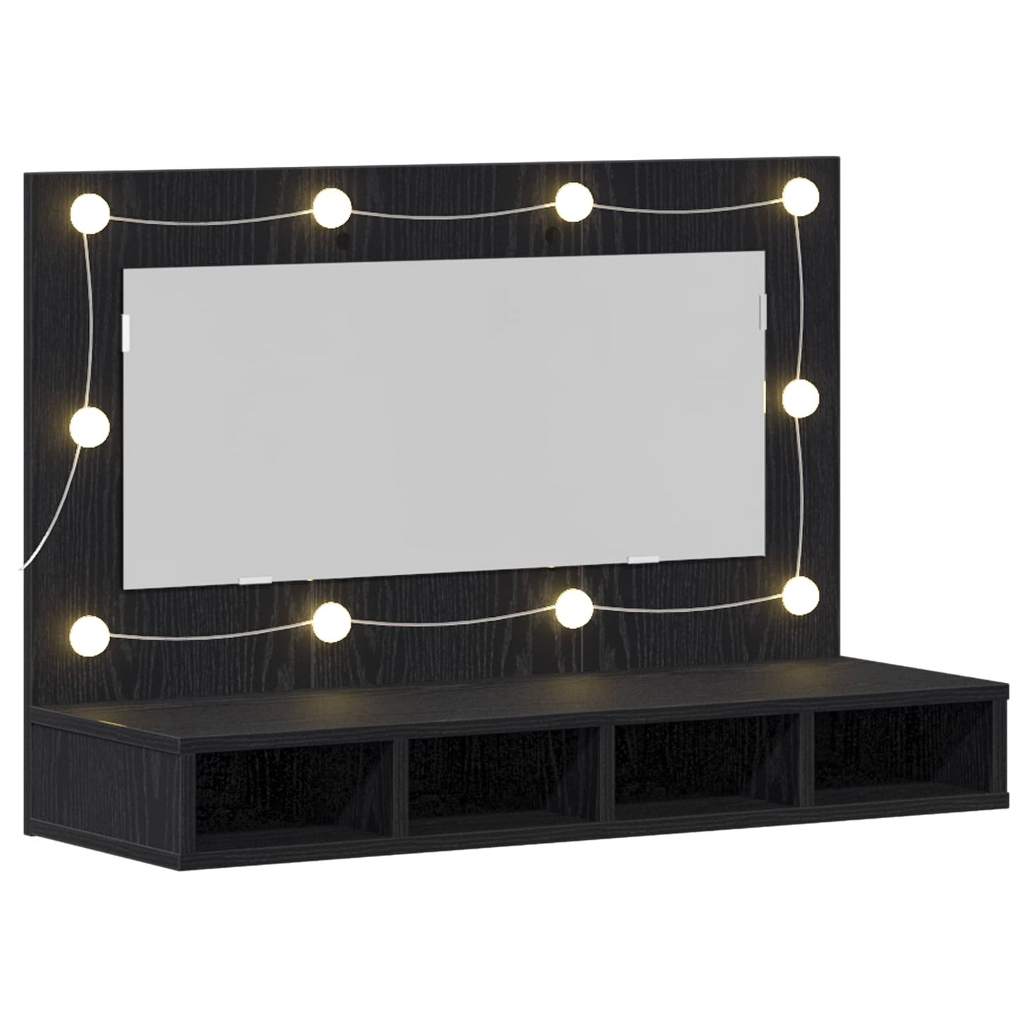 vidaXL Mirror Cabinet Black Oak 90 x 31.5 x 62 cm Engineered Wood 5