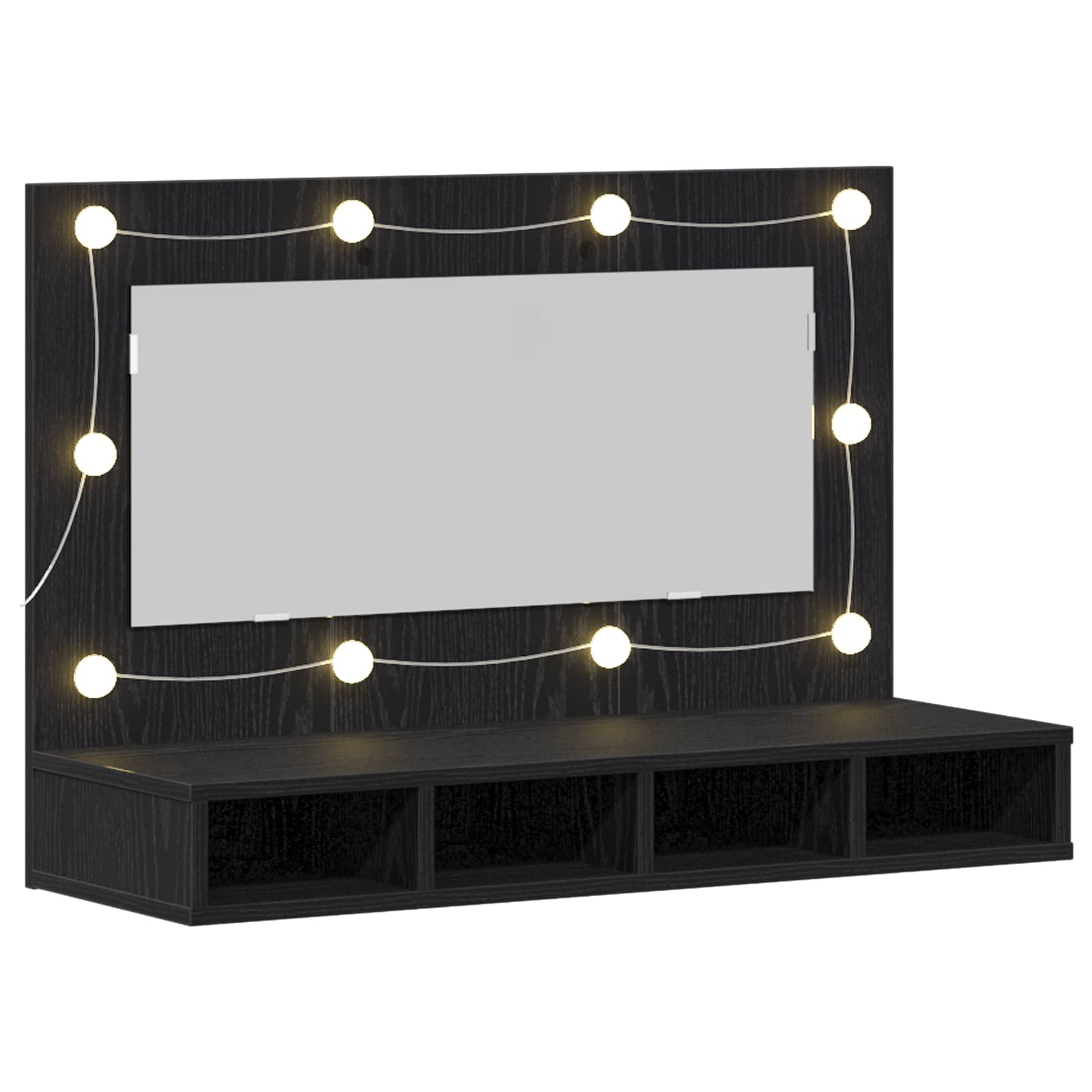 vidaXL Mirror Cabinet Black Oak 90 x 31.5 x 62 cm Engineered Wood 5