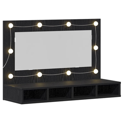 vidaXL Mirror Cabinet Black Oak 90 x 31.5 x 62 cm Engineered Wood 5