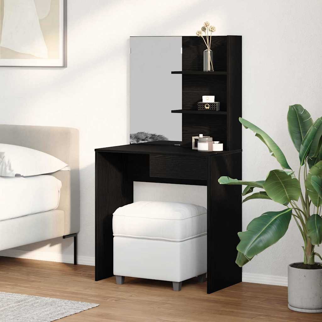 vidaXL Dressing Table Black Oak 74.5 x 40 x 141 cm Engineered Wood 1