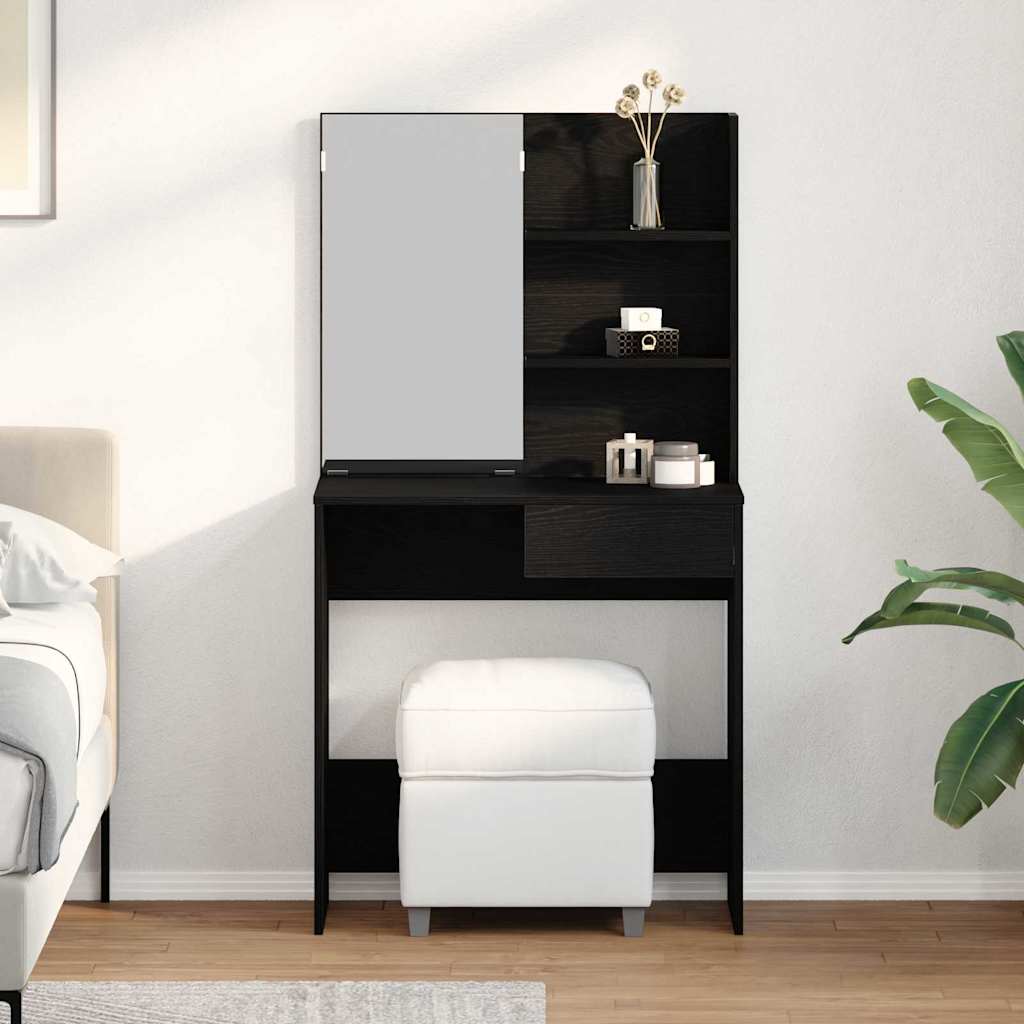 vidaXL Dressing Table Black Oak 74.5 x 40 x 141 cm Engineered Wood 4
