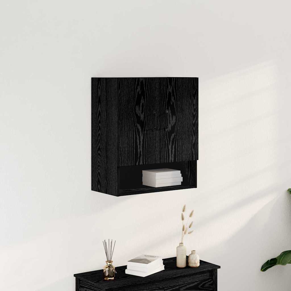 vidaXL Wall Cabinet 60 x 30 x 70 cm Engineered Wood Black Oak 1