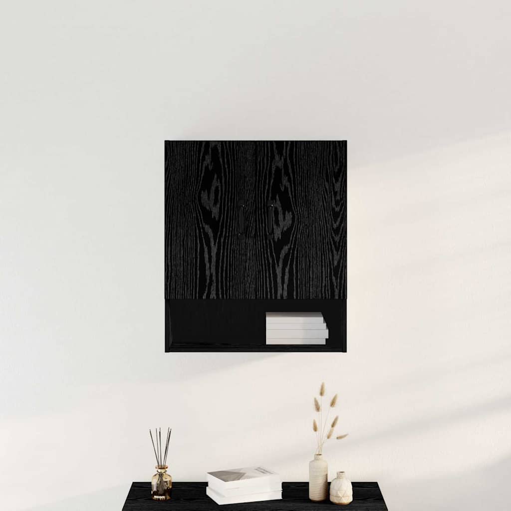 vidaXL Wall Cabinet 60 x 30 x 70 cm Engineered Wood Black Oak 4