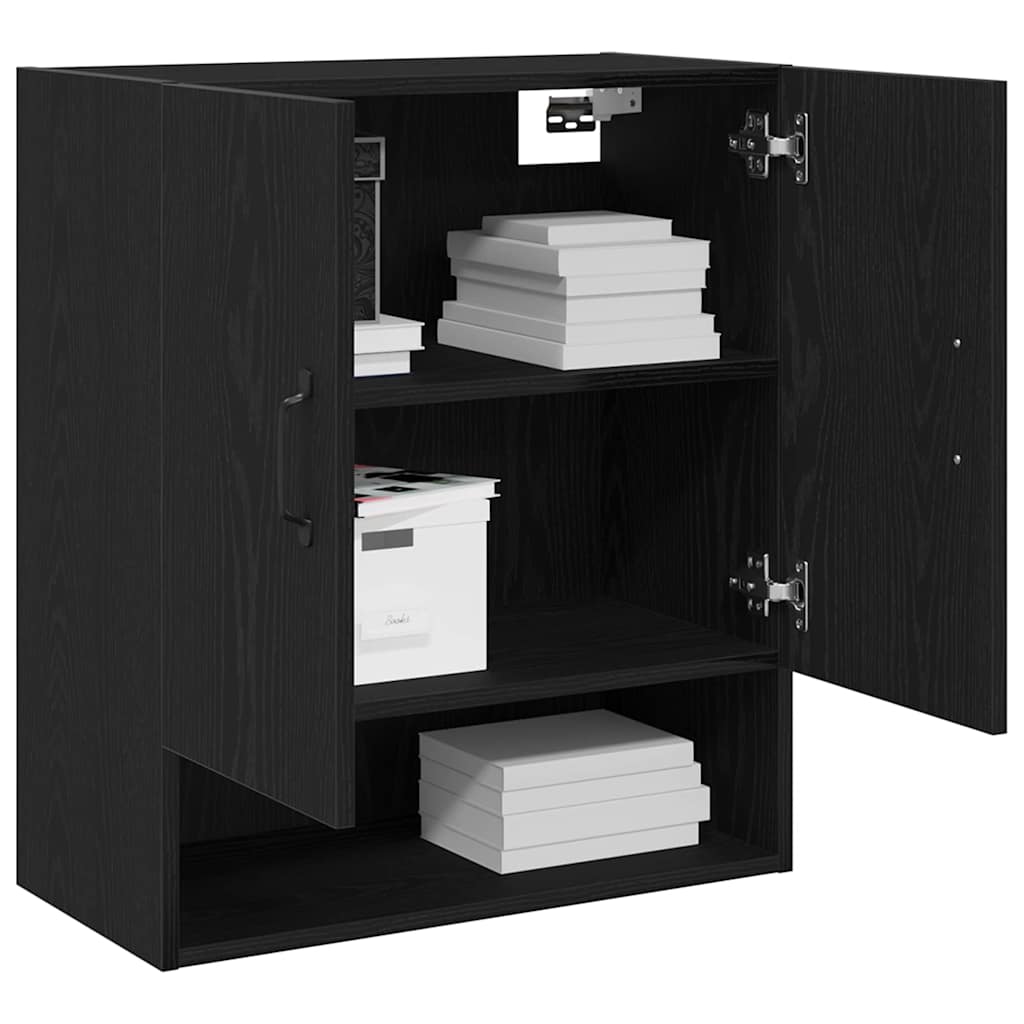 vidaXL Wall Cabinet 60 x 30 x 70 cm Engineered Wood Black Oak 3