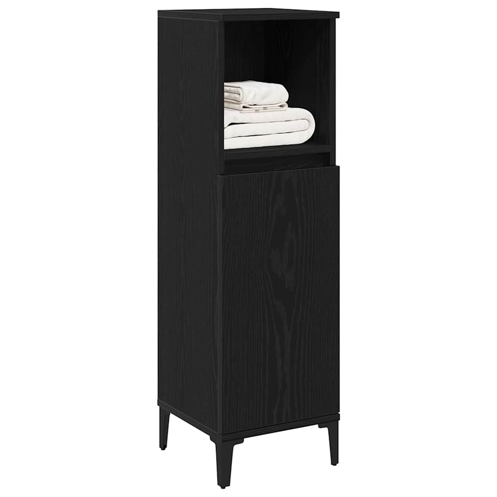 vidaXL Bathroom Cabinet Black Oak 30 x 30 x 100 cm Engineered Wood 3