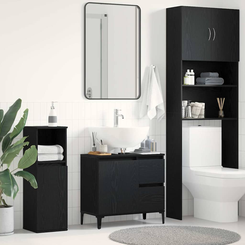 vidaXL Bathroom Cabinet Black Oak 65 x 33 x 60 cm Engineered Wood 1