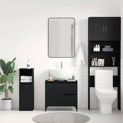 vidaXL Bathroom Cabinet Black Oak 65 x 33 x 60 cm Engineered Wood 4