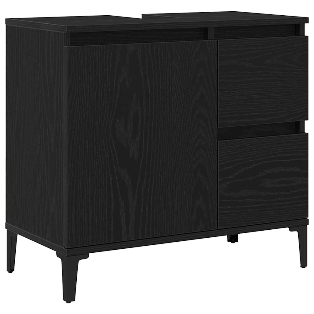 vidaXL Bathroom Cabinet Black Oak 65 x 33 x 60 cm Engineered Wood 2