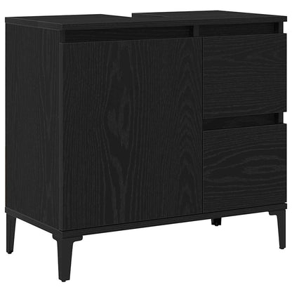 vidaXL Bathroom Cabinet Black Oak 65 x 33 x 60 cm Engineered Wood 2