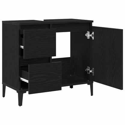 vidaXL Bathroom Cabinet Black Oak 65 x 33 x 60 cm Engineered Wood 5
