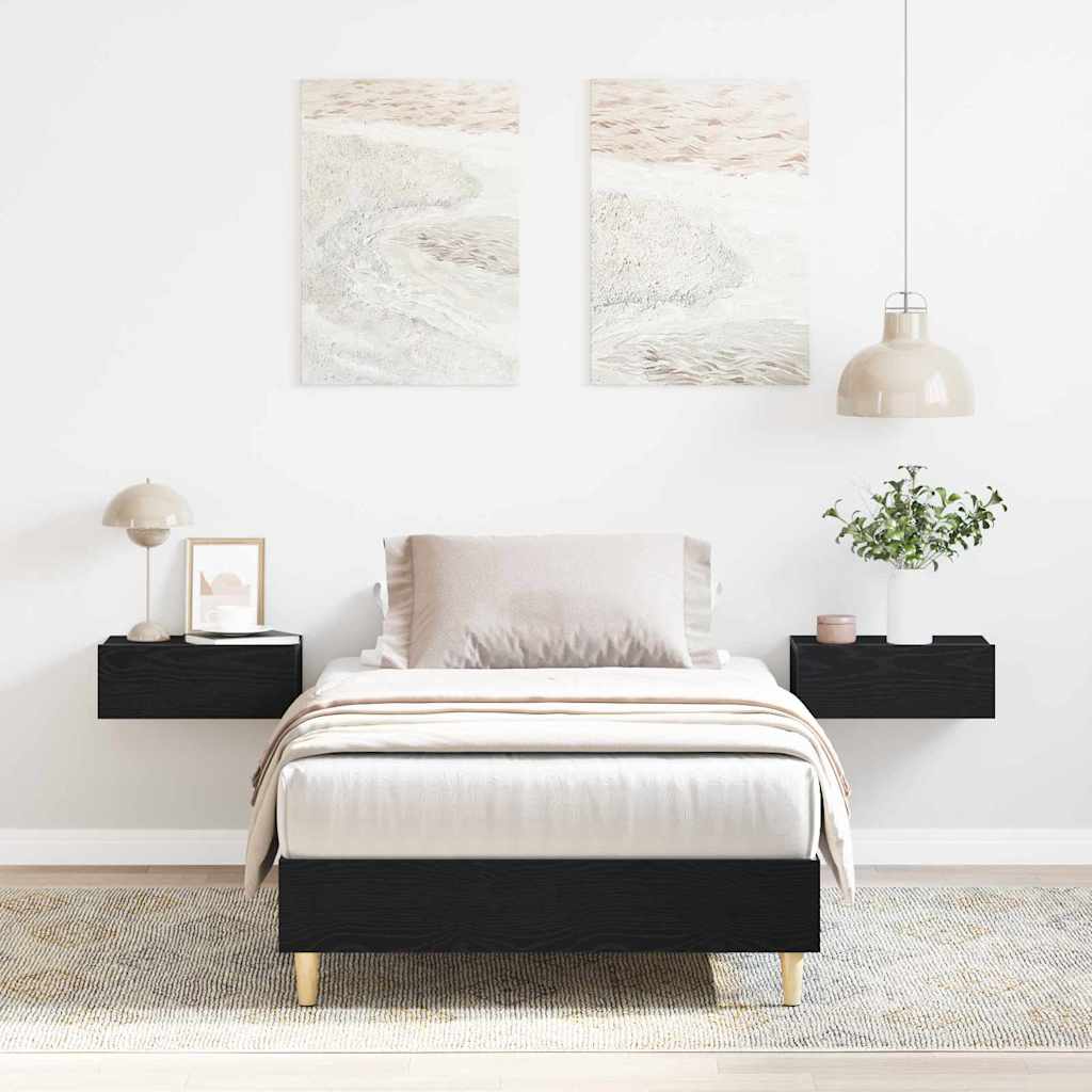 vidaXL Bed Frame Black Oak 203 x 93 x 25 cm Engineered Wood 1
