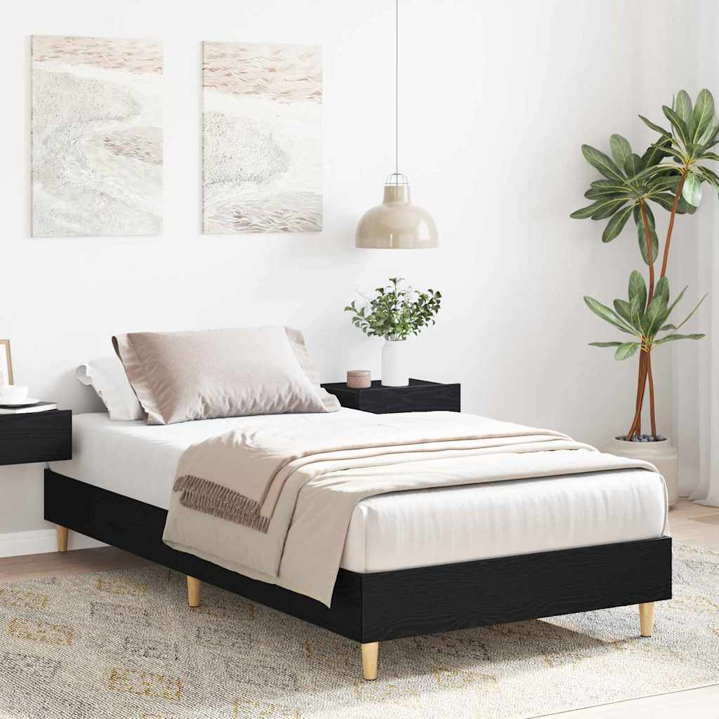 vidaXL Bed Frame Black Oak 203 x 93 x 25 cm Engineered Wood 3