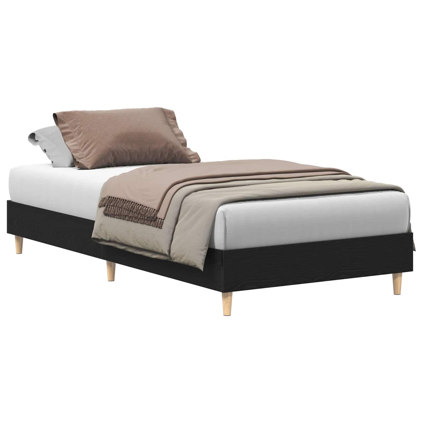 vidaXL Bed Frame Black Oak 193 x 78 x 25 cm Engineered Wood 2