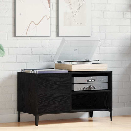 vidaXL Record Cabinet Black Oak 84.5 x 38 x 48 cm Engineered Wood 1