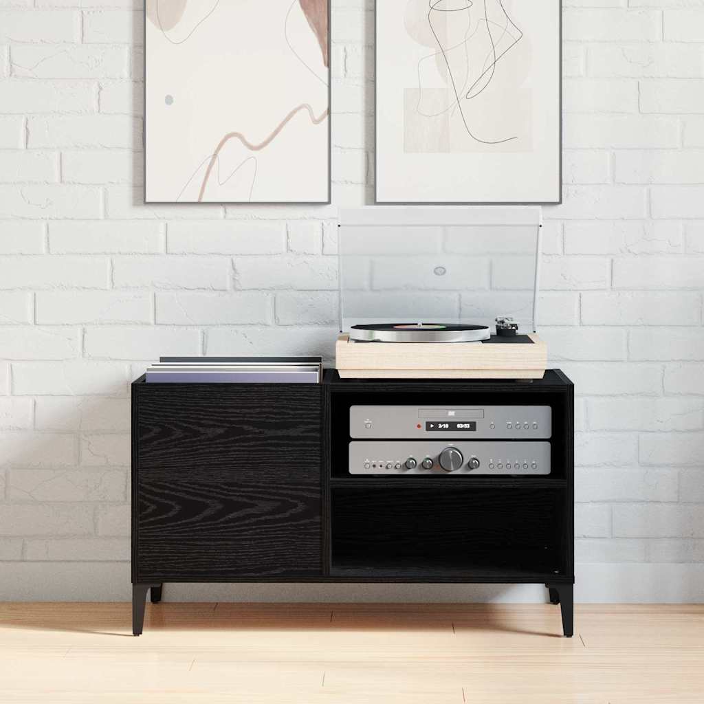 vidaXL Record Cabinet Black Oak 84.5 x 38 x 48 cm Engineered Wood 4