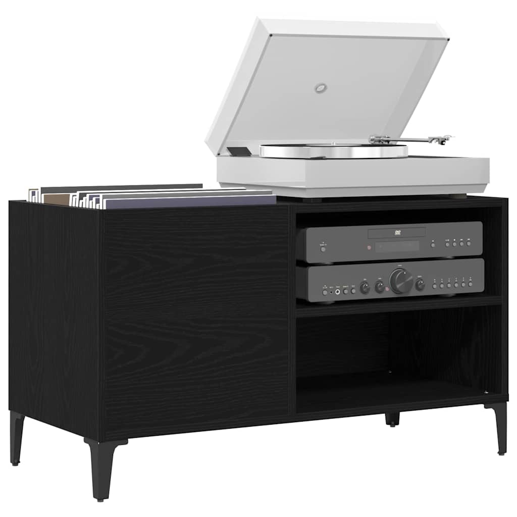 vidaXL Record Cabinet Black Oak 84.5 x 38 x 48 cm Engineered Wood 3