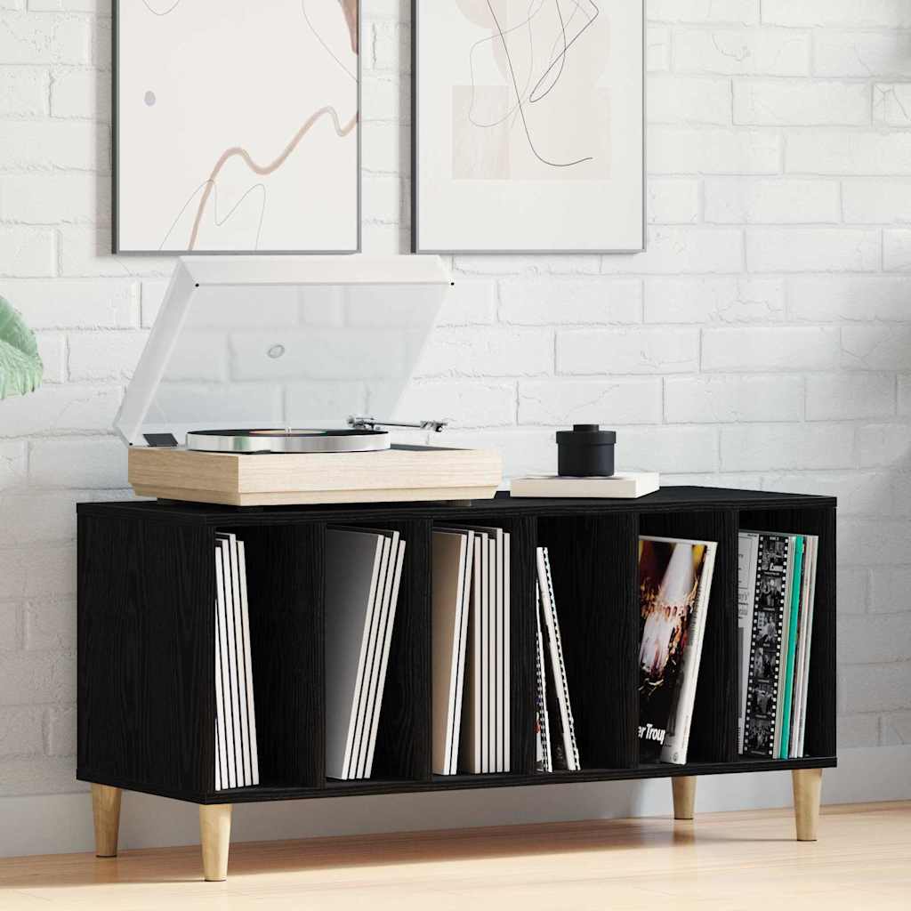 vidaXL Record Cabinet Black Oak 100 x 38 x 48 cm Engineered Wood 1