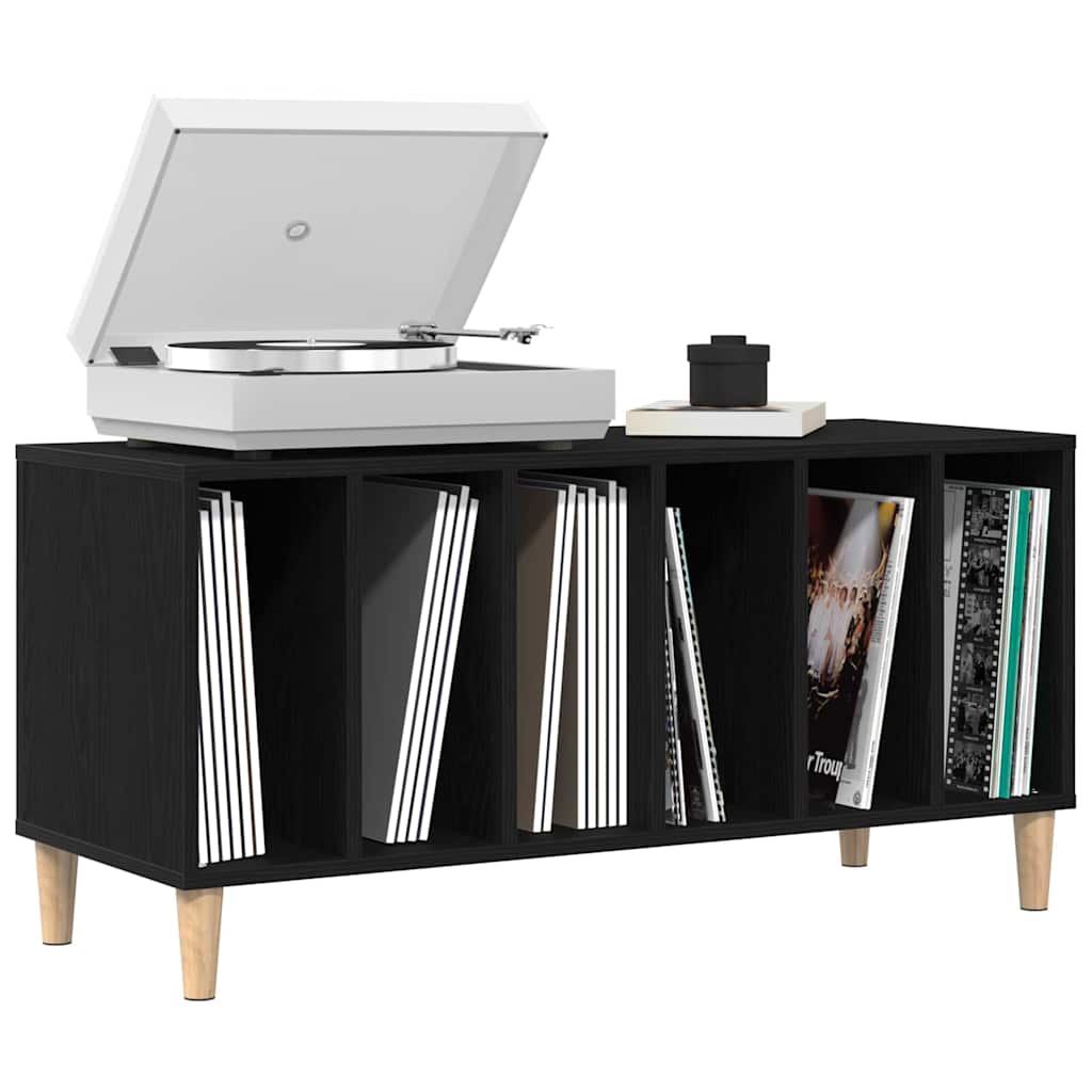 vidaXL Record Cabinet Black Oak 100 x 38 x 48 cm Engineered Wood 3