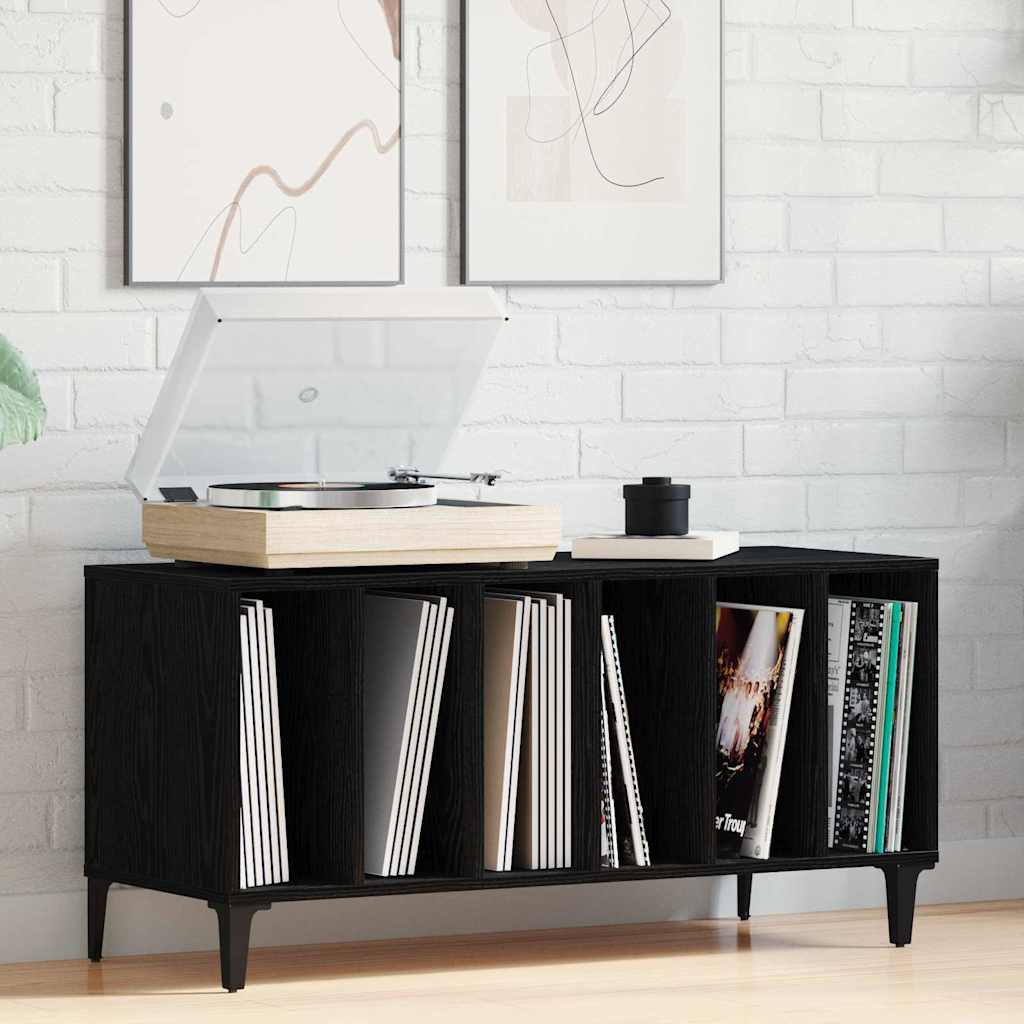 vidaXL Record Cabinet Black Oak 100 x 38 x 48 cm Engineered Wood 1