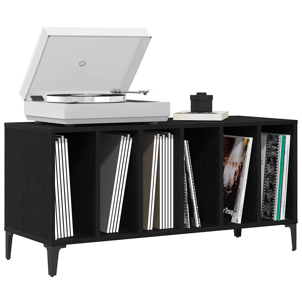 vidaXL Record Cabinet Black Oak 100 x 38 x 48 cm Engineered Wood 3