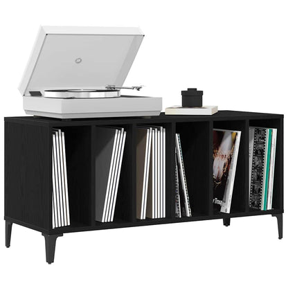 vidaXL Record Cabinet Black Oak 100 x 38 x 48 cm Engineered Wood 3
