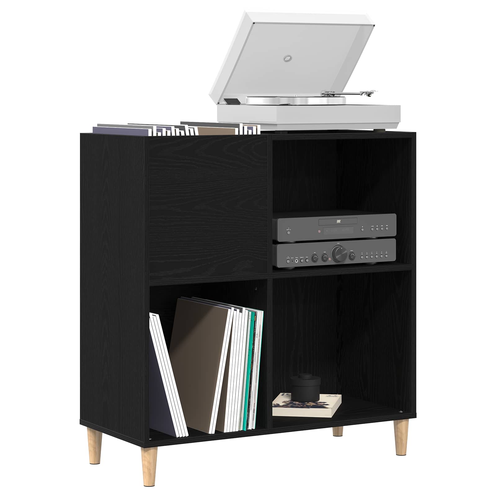 vidaXL Record Cabinet Black Oak 84.5 x 38 x 89 cm Engineered Wood 3